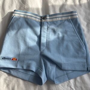 Vintage Ellesse Sky Blue Shorts with Striped Waistband, very 70s!